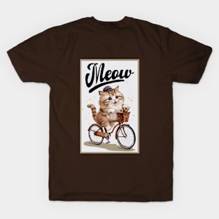 Meow cat riding a bicycle T-Shirt